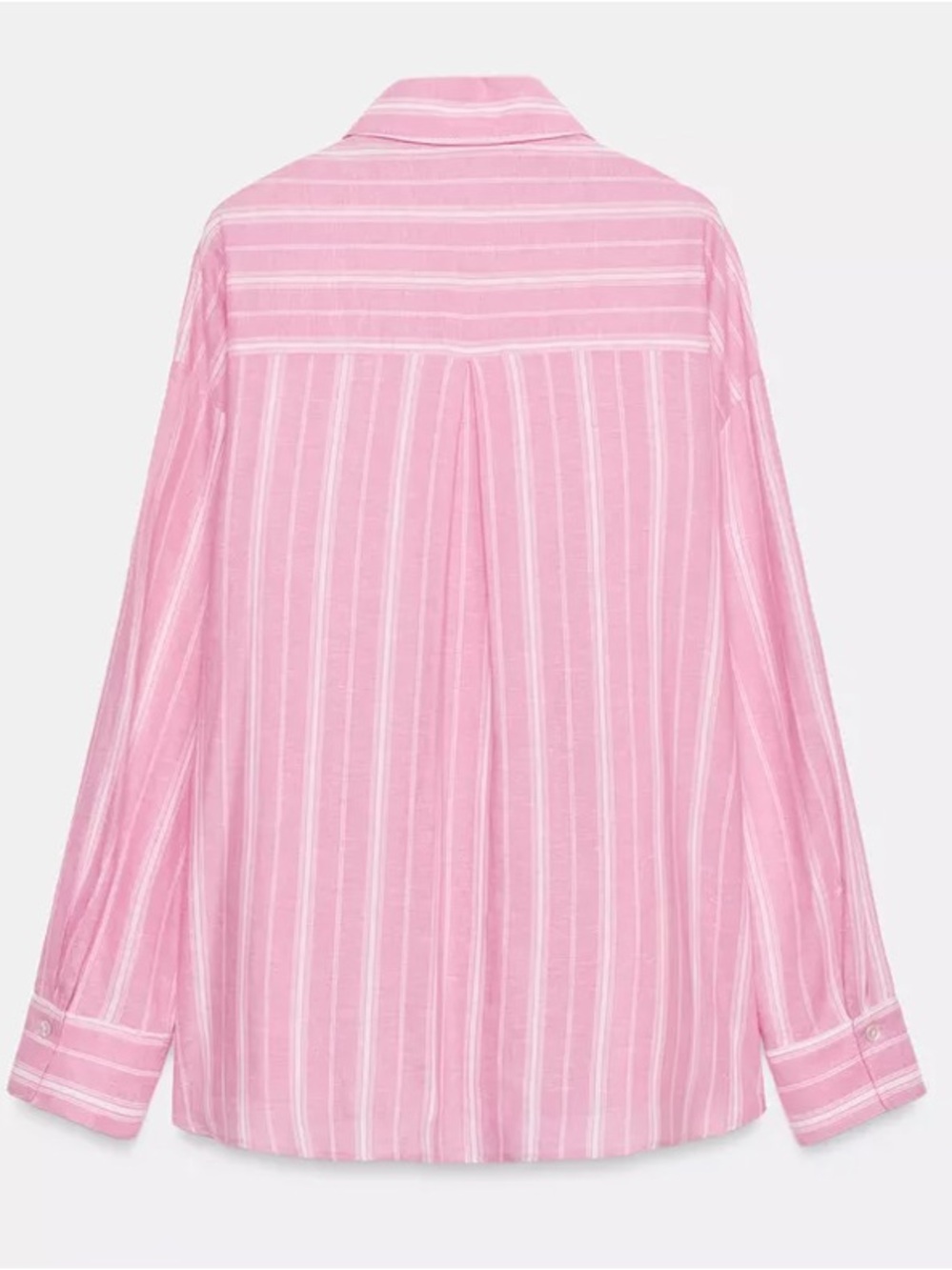 Zara Pink White Striped Button-Down Linen Shirt Relaxed Fit Small NWT - Picture 5 of 16